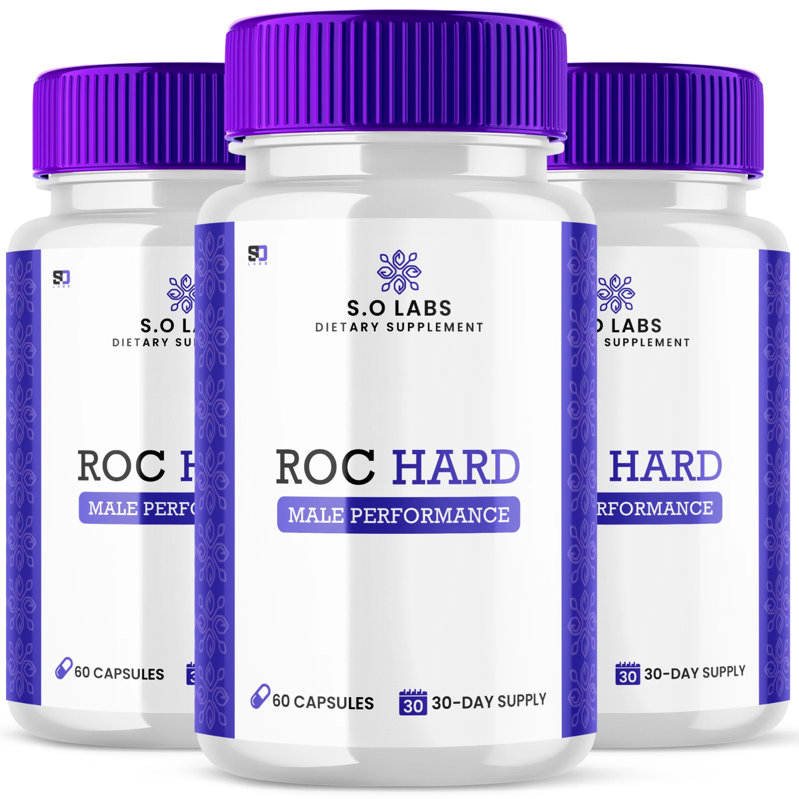 (3 Pack) Roc Hard Male Pills - Enhances Energy, Vitality & Stamina - 180 Caps