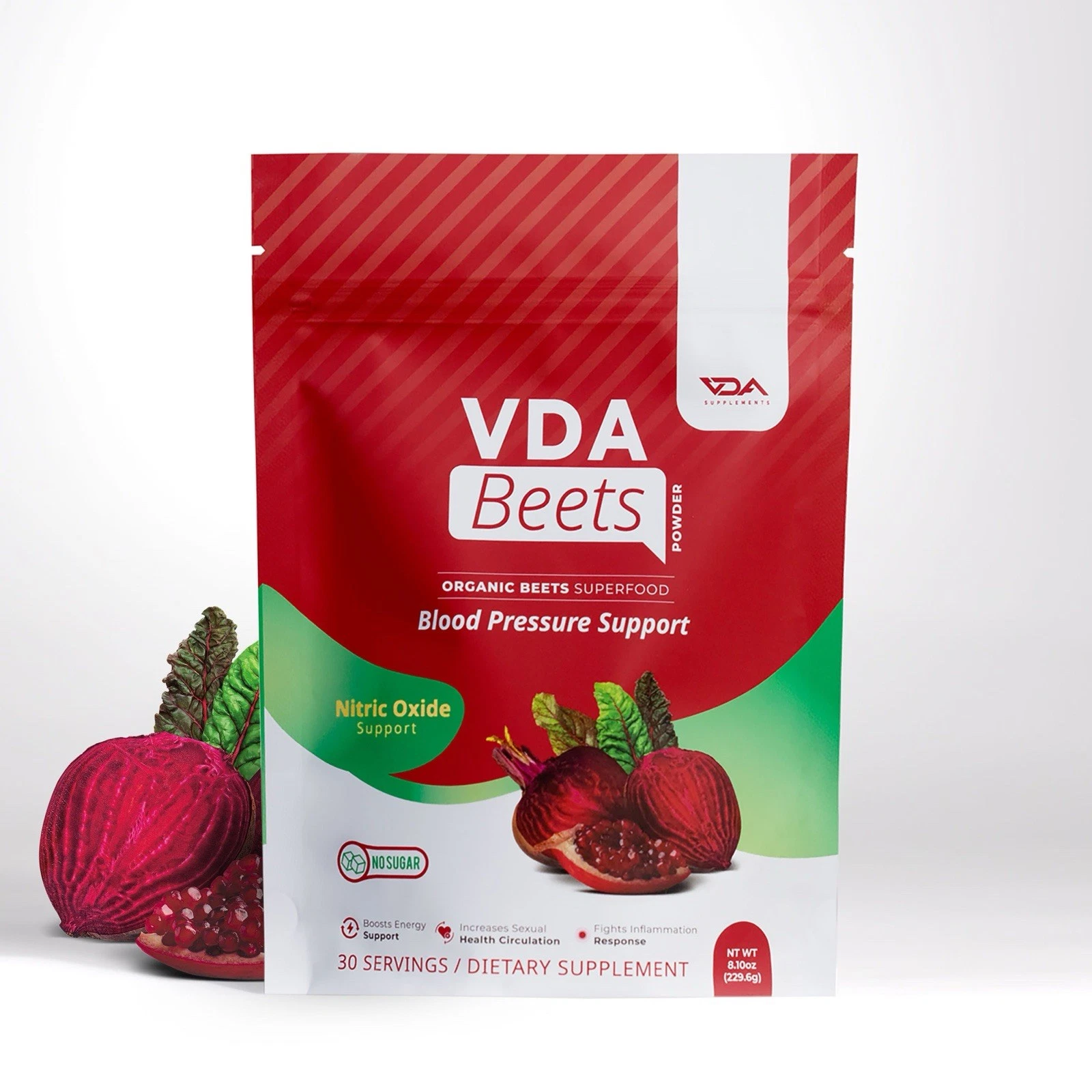 VDA Beets Blood Pressure Support, Organic Beet Root Powder Drink Mix Berries