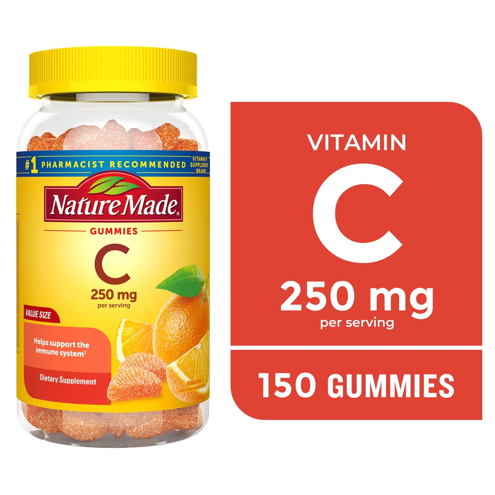 Vitamin C 250 mg Per Serving Gummies, Dietary Supplement for Immune Support