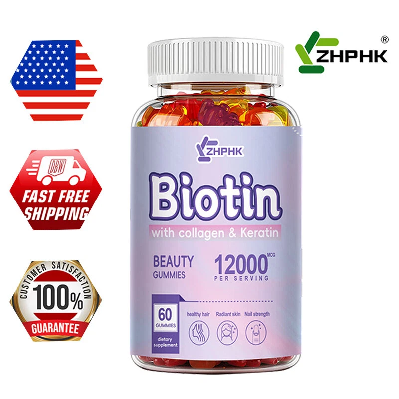 12000mcg Biotin with Collagen & Keratin Gummies for Healthy Hair Radiant Skin