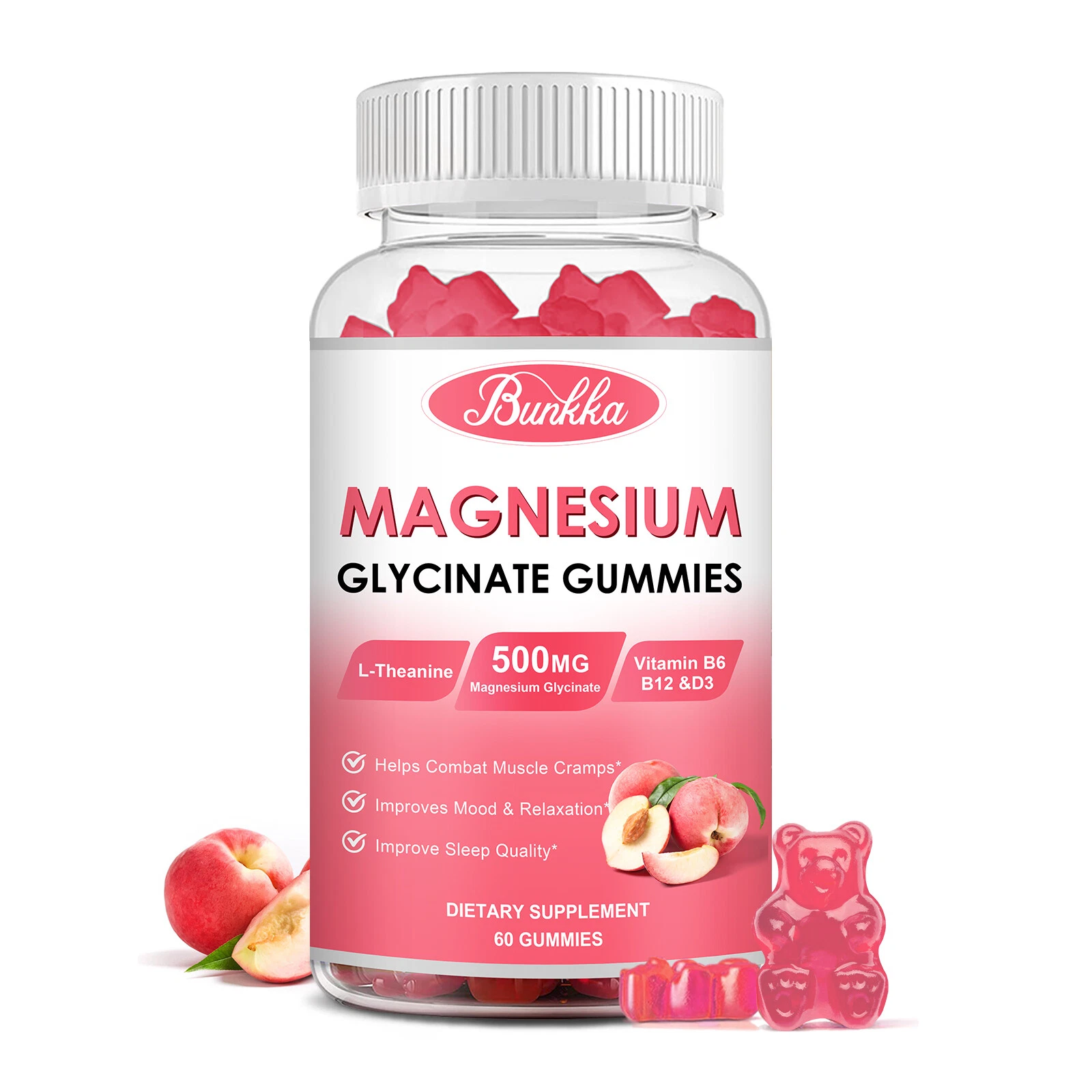 Magnesium Glycinate 500mg Gummies D3 Improved Sleep, Stress , Anxiety Relief