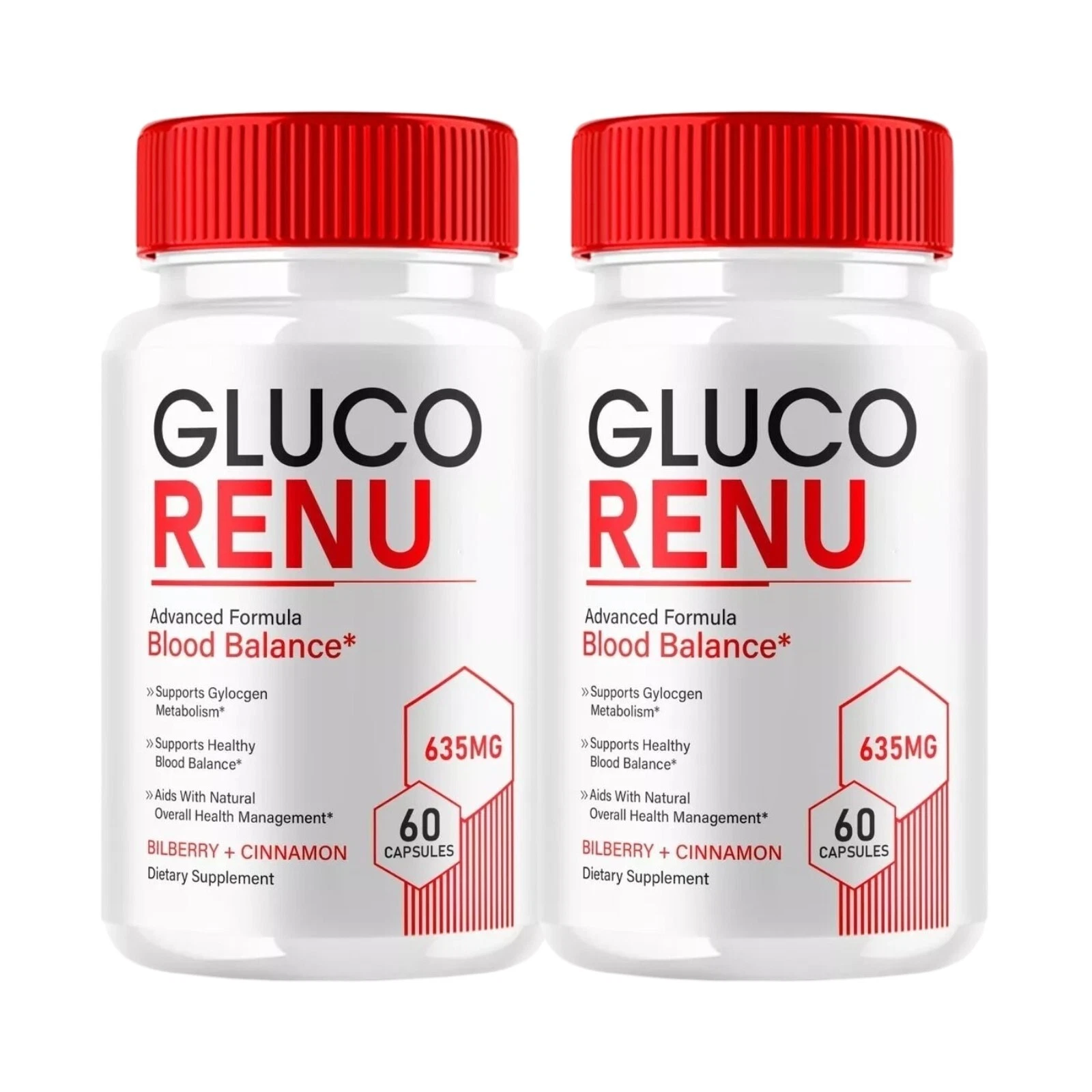 2-Pack Gluco Renu, Glyco Optimizer Blood Balance GlucoRenu Pills - 120 Capsules