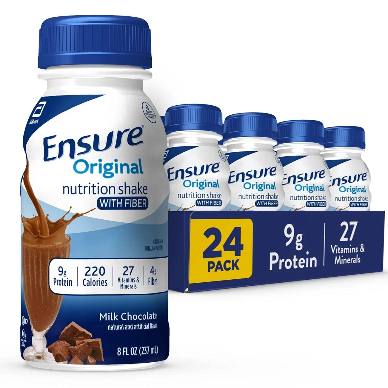 Ensure Original Milk Chocolate Nutrition Shake With Fiber | Meal Replacement