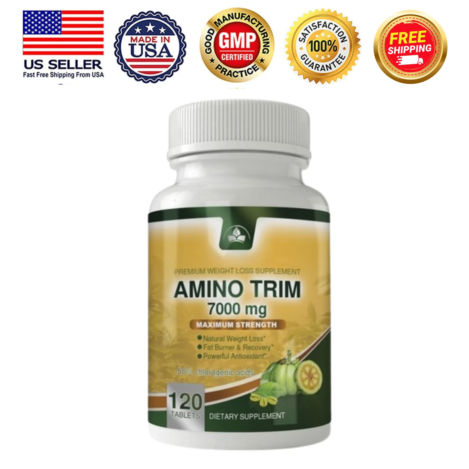 Amino Trim 7000mg Fat Burner Weight Loss Support 120 Tablets Chlorogenic Acid
