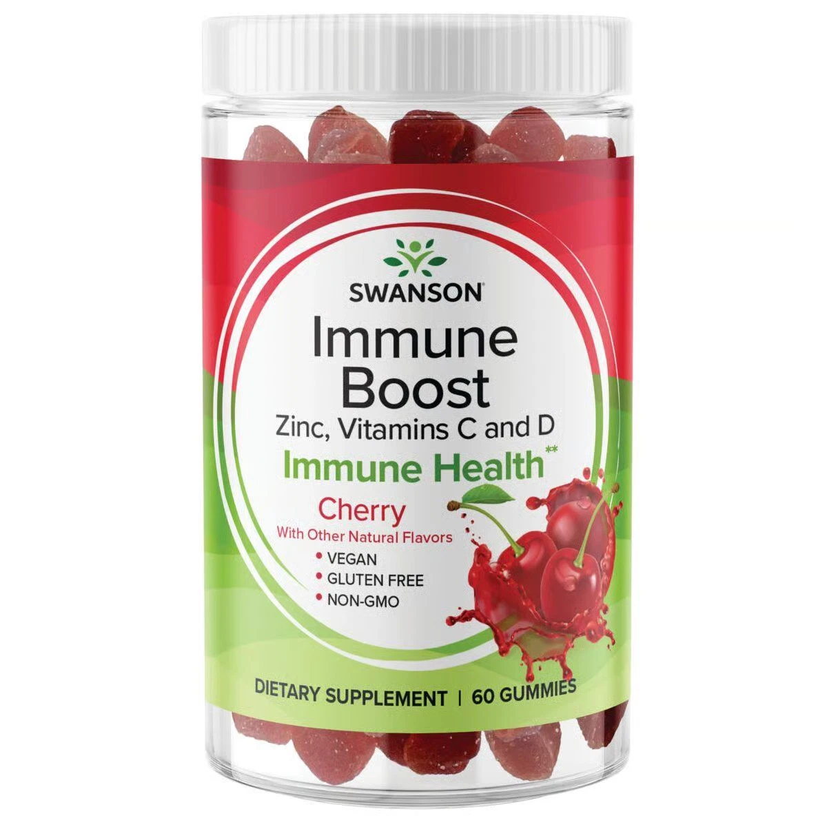 Swanson Immune Boost Gummies with Zinc, Vitamins C and D - Cherry 60 Gummies