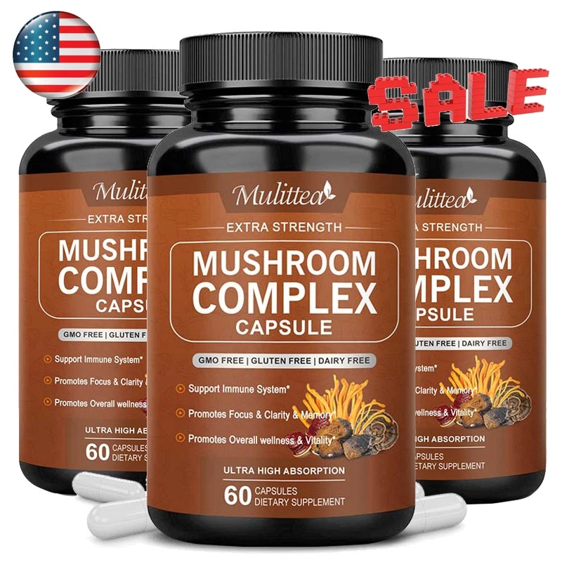 180 Pills Lions Mane Mushroom Complex Capsules Stress Relief Memory Support