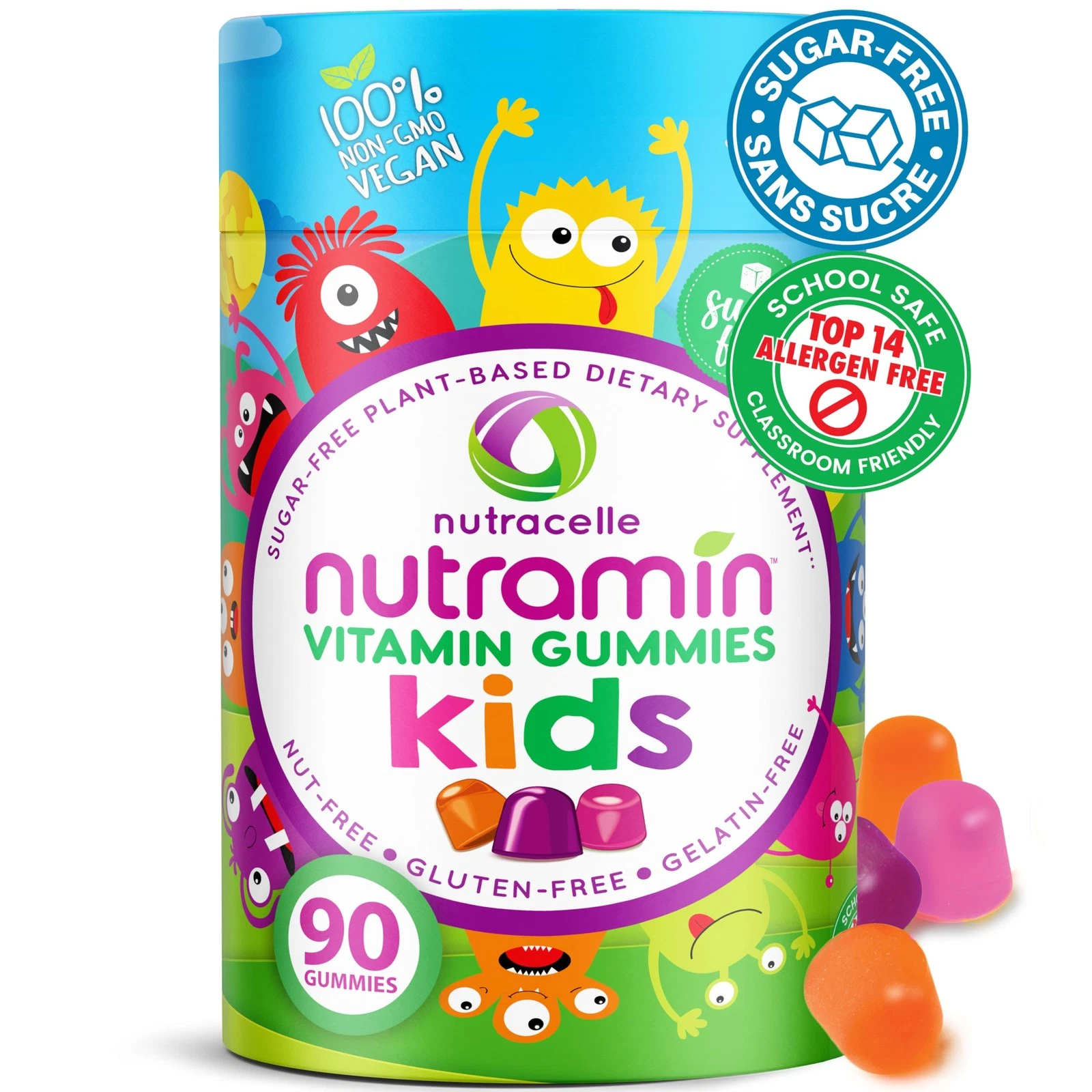 Nutracelle NUTRAMIN Sugar-Free, Allergen-Free 100% Vegan Gummy Multivitamins for