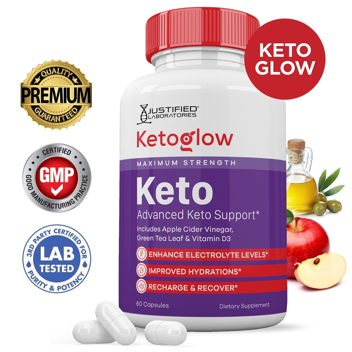 Keto Glow Keto ACV Pills 1275 MG Stronger Than Gummies Keto Support 1 Bottle