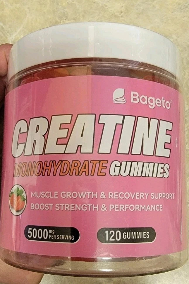 Creatine Monohydrate Gummies 5000mg for Men & Women Bageto 120 Ct Exp 12/2026