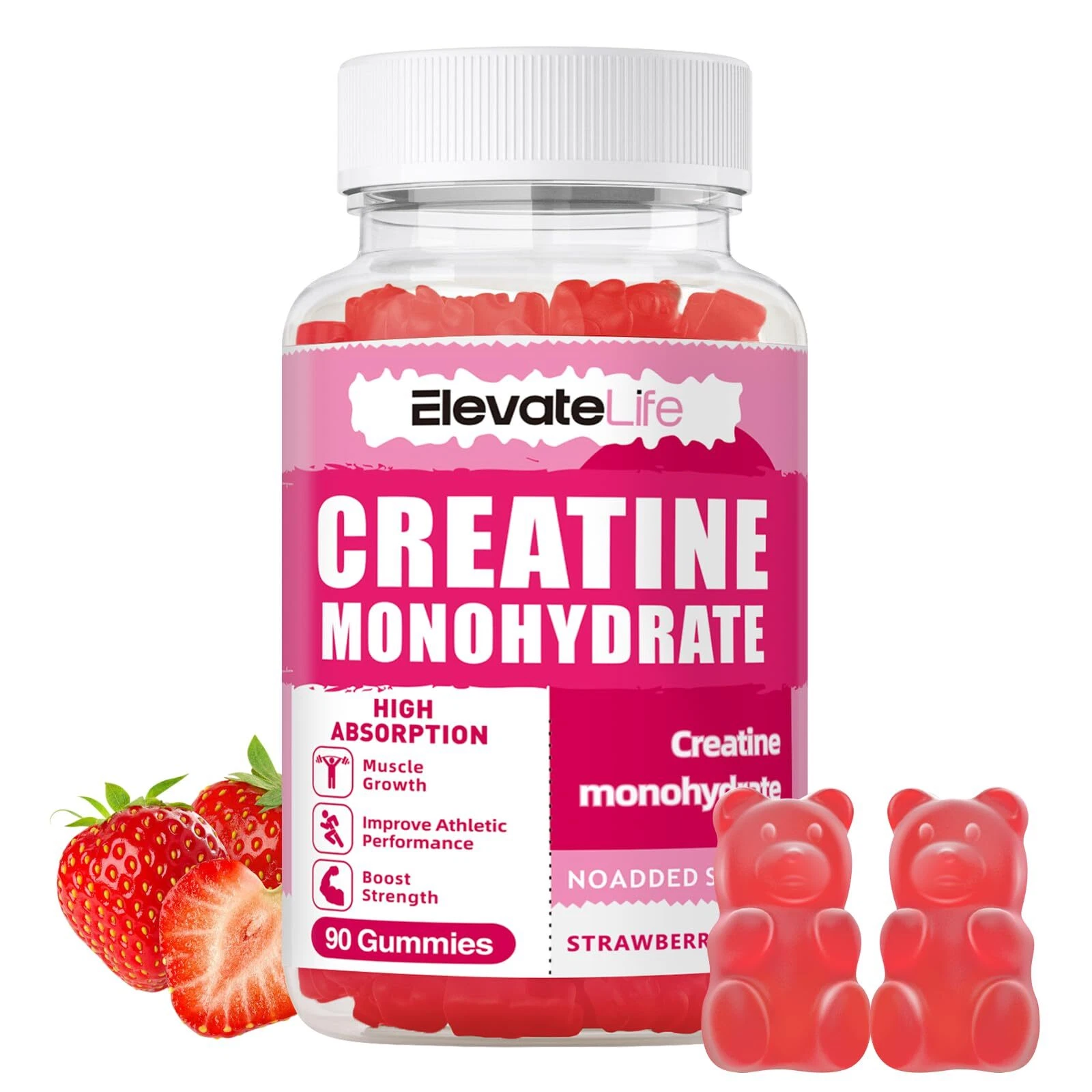 ElevateLife Creatine Monohydrate Gummies 5000mg for Men & Women Chewables Cre...