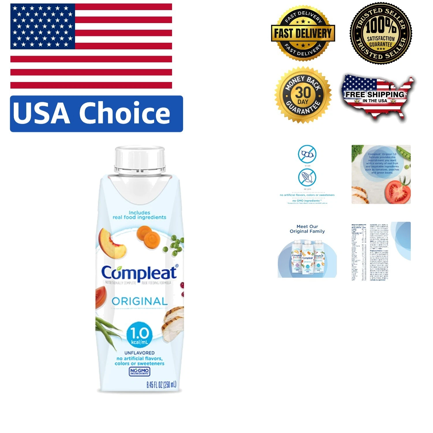 250mL Tube Feeding Formula - Nutritionally Complete, Unflavored, 24 Pack