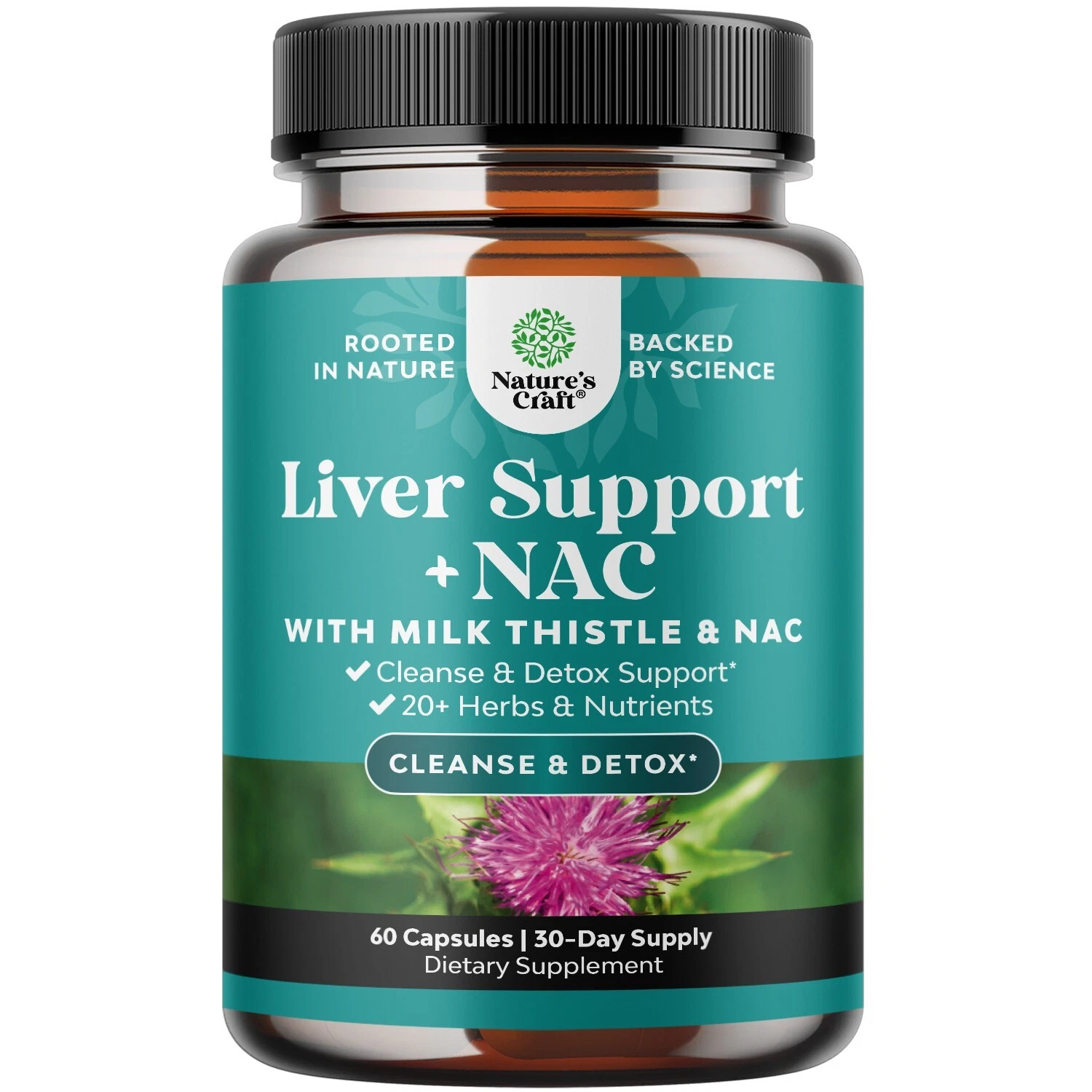 Liver Support Supplement with NAC - Herbal with N Acetyl Cysteine Silymarin 60ct