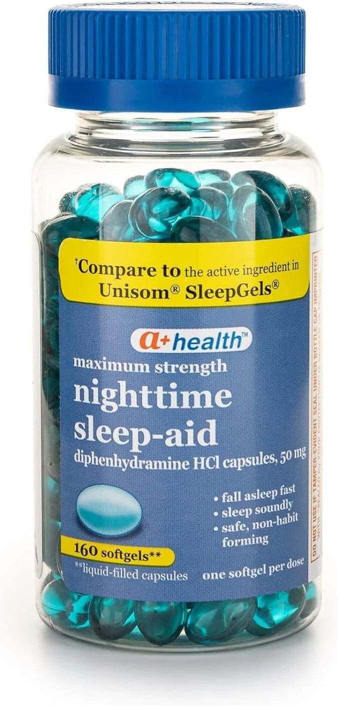 Nighttime Sleep Aid Diphenhydramine 50 Mg Softgels Maximum Stren 160 ct