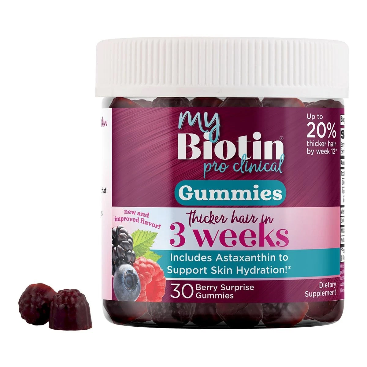 Purity Products MyBiotin ProClinical Gummies - Thicker Hair Starting in 3 Weeks