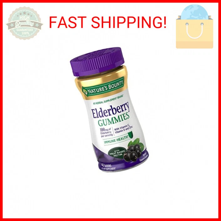 Nature's Bounty Elderberry Gummies, Immune Support, Contains Vitamin A, C, D, E