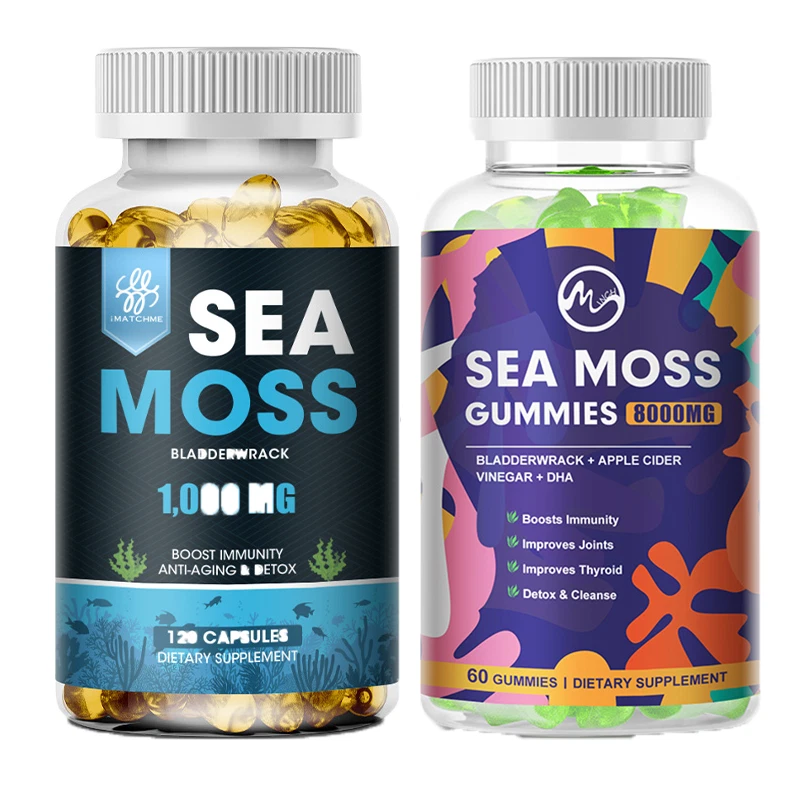 Sea Moss Gummies Irish Sea Moss Capsules Bladderwrack Supplement, Immune Health