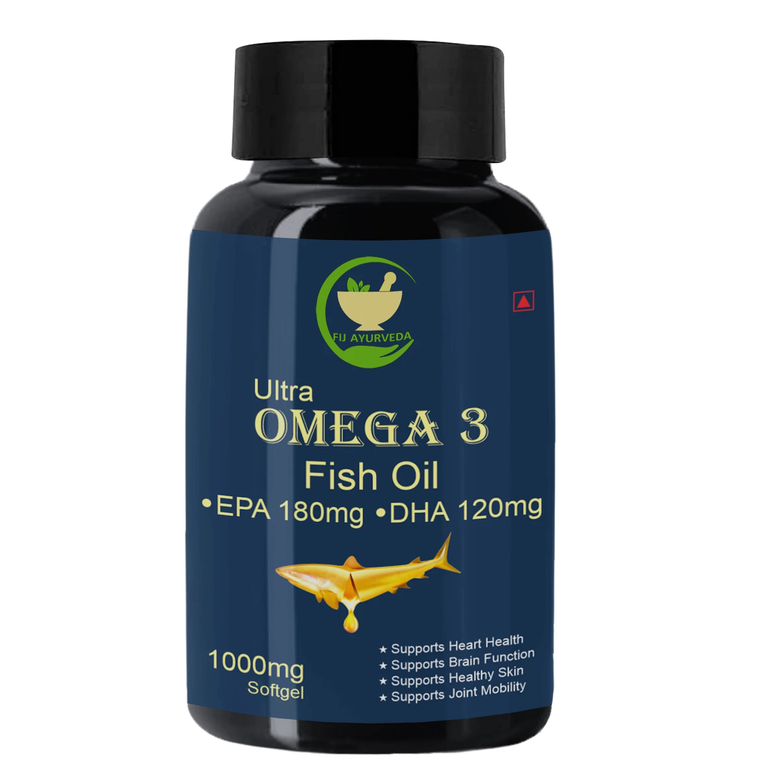 FIJ AYURVEDA Ultra Omega 3 Fish Oil - 1000mg Supports Healthy Heart & Brain - 60