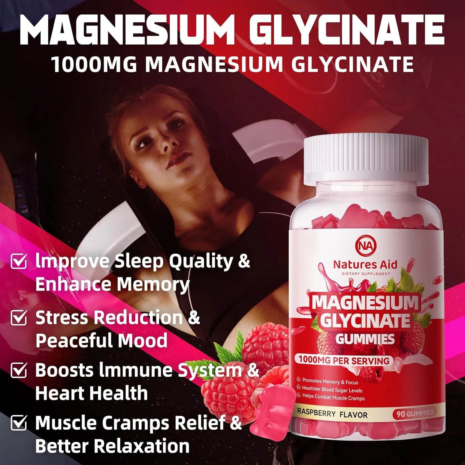 Magnesium Glycinate Gummies 1000Mg - Sugar Free Magnesium Potassium Supplemen...