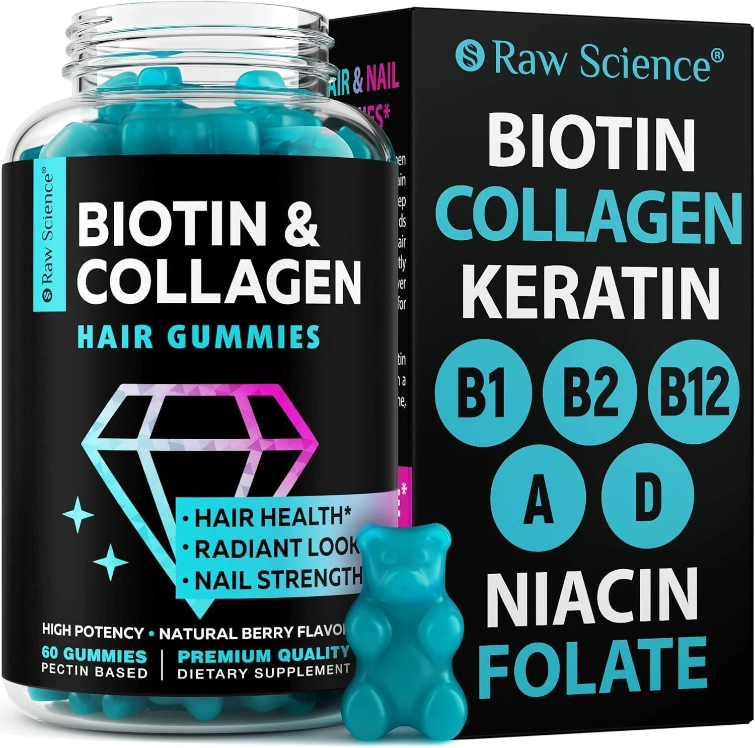 Biotin Collagen Gummies Hair Skin and Nails Vitamins for Women Men Hair Growth