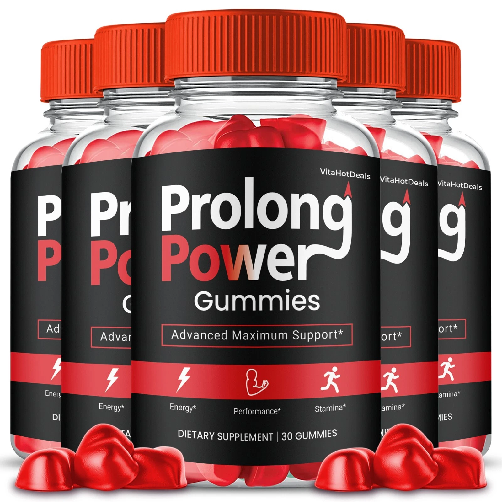 Prolong Power Gummies for Men, Max Strength Male Performance Formula (5 Pack)