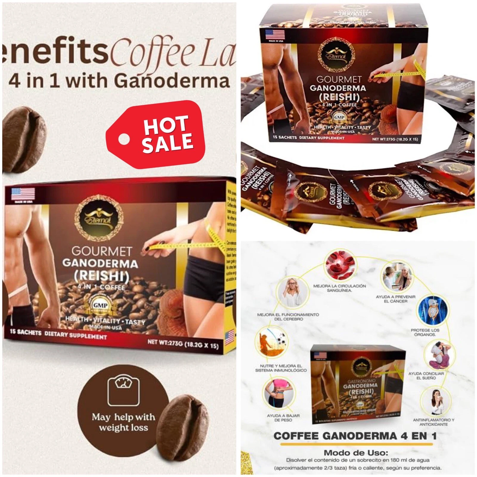 Cafe con Ganoderma Reishi Combo 1 Caja Eternal Spirit Beauty 4 En 1