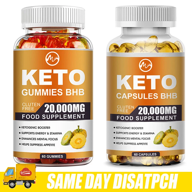 Keto BHB Gummies Apple Cider Vinegar ACV Weight Loss Fat Burner Capsules 20000MG