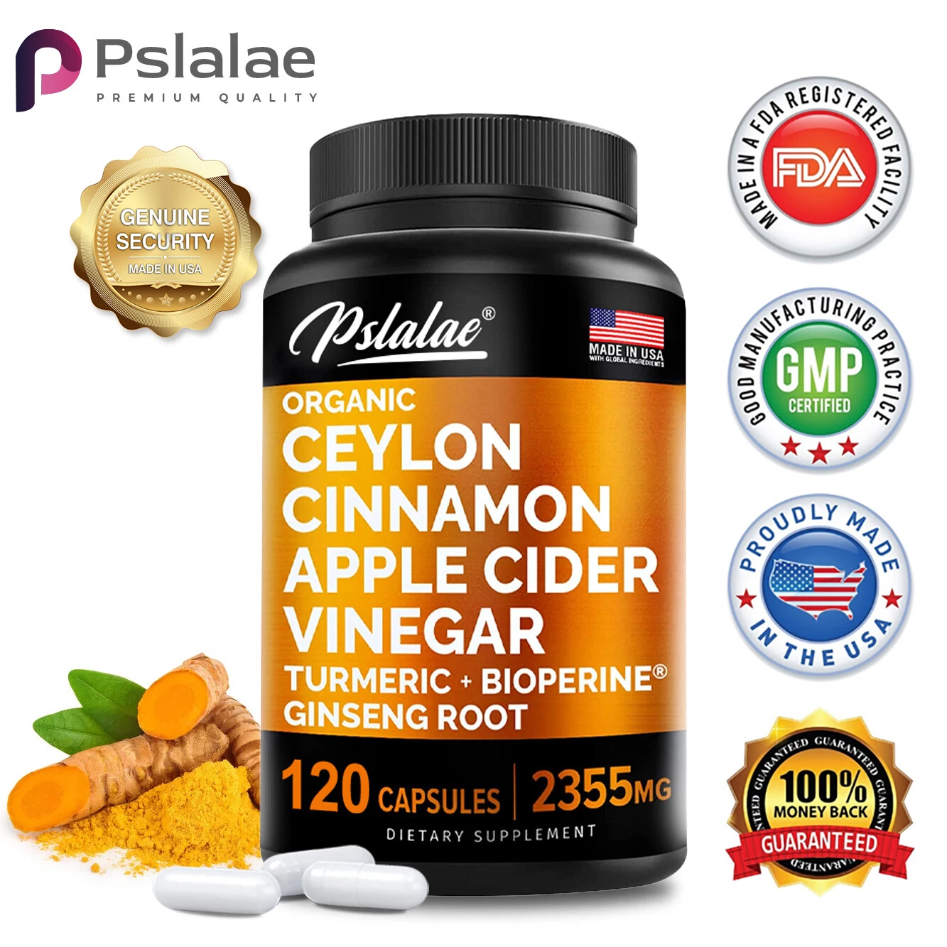 Ceylon Cinnamon Capsules 2355mg - with Apple Cider Vinegar, Turmeric, Bioperine