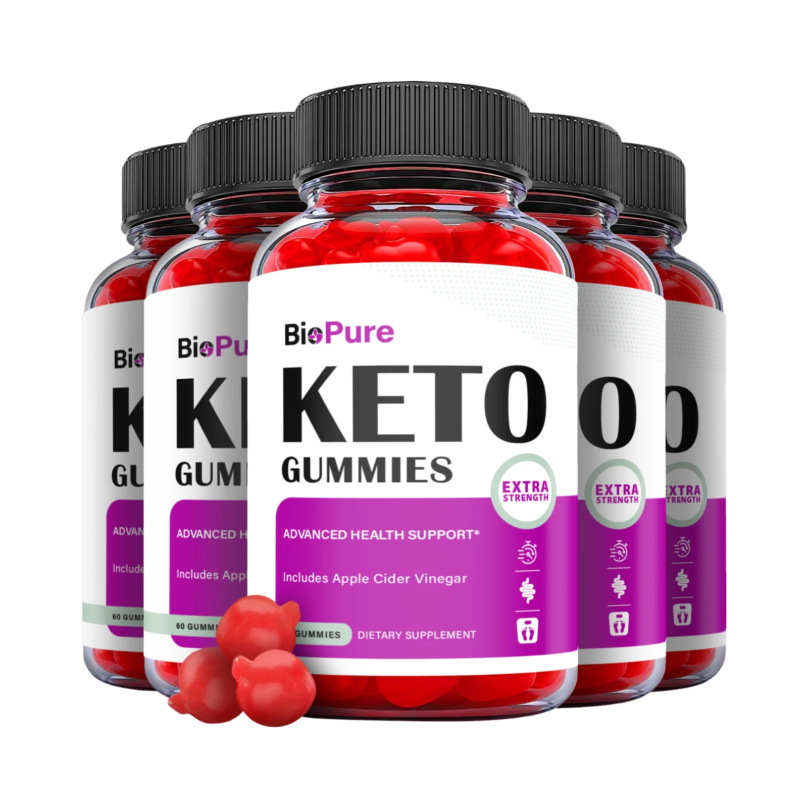 5-Pack BioPure Keto ACV Gummies, Bio Pure Gummies for Weight Loss- 300 Gummies