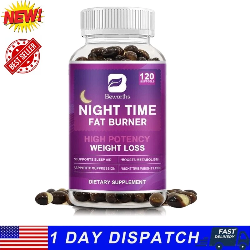 Night Time Fat Burner 120Pills Weight Loss Appetite Suppressant Sleep Aid Diet