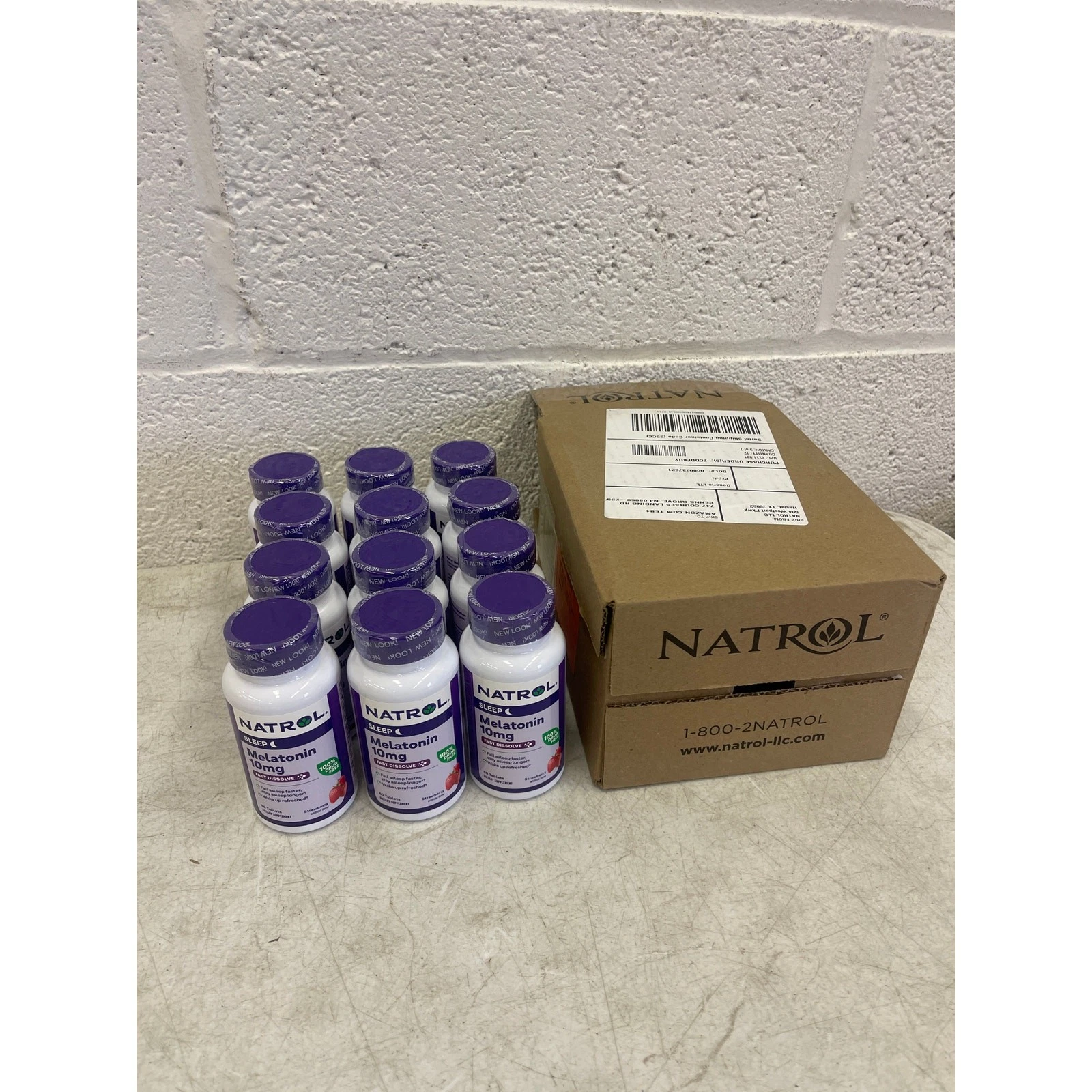12-Bottles Natrol Melatonin 10mg Maximum Strength Fast Dissolve Sleep Aid 60-Ct