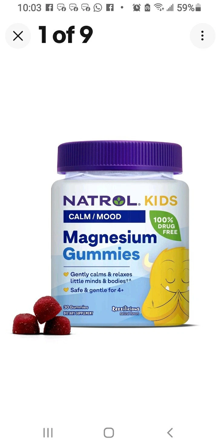 4 Lot Natrol Kids Magnesium Gummies Calm/Mood 120 Ct Razzilicious Exp July 2026