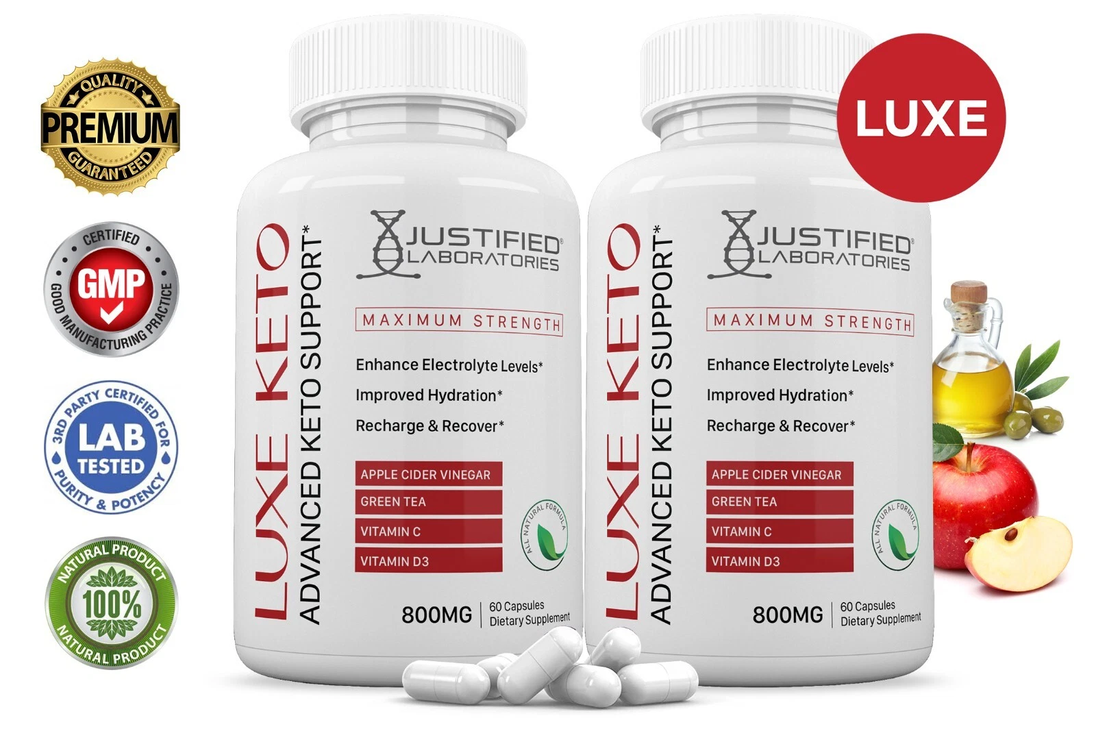 Luxe Keto ACV Pills 1275 MG Stronger Than Gummies Advanced Keto Support 2 Pack