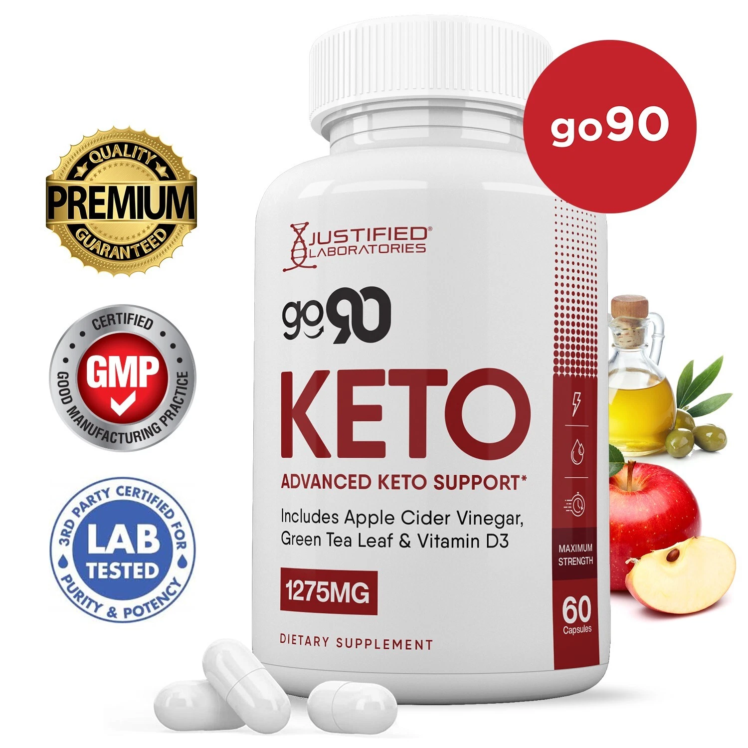 Go 90 Keto ACV Pills 1275 MG Stronger Than Gummies Keto Support 1 Bottle