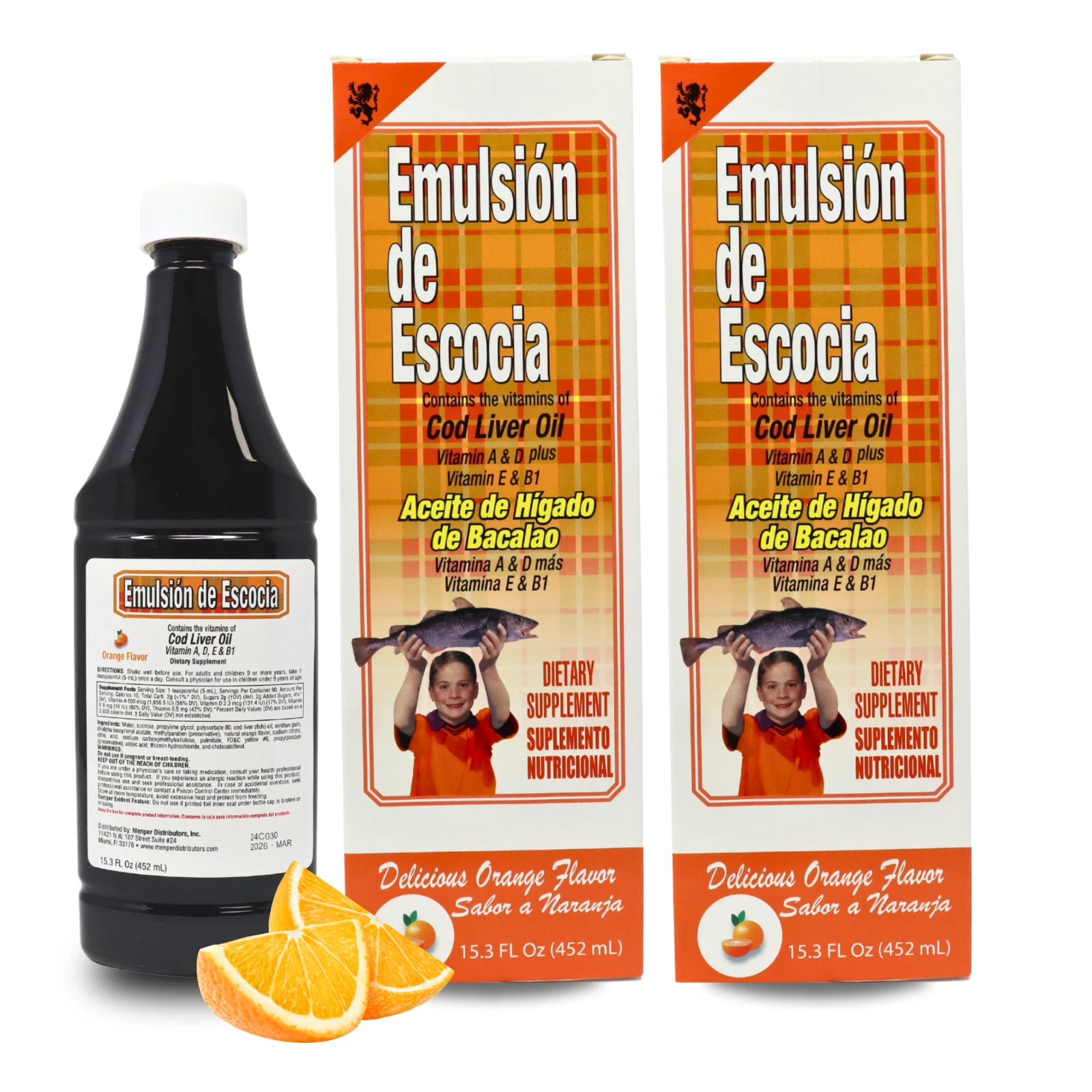Emulsion De Escocia Cod Liver Oil - Orange Flavor 15.3 fl oz (2-Pack)