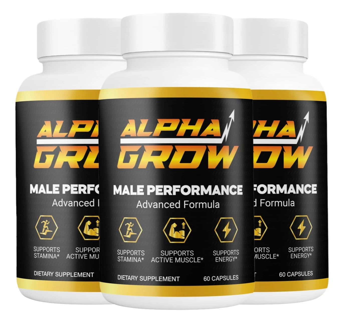 (3 Pack) Alpha Grow Male Performance Capsules, AlphaGrow Energy (180 Capsules)