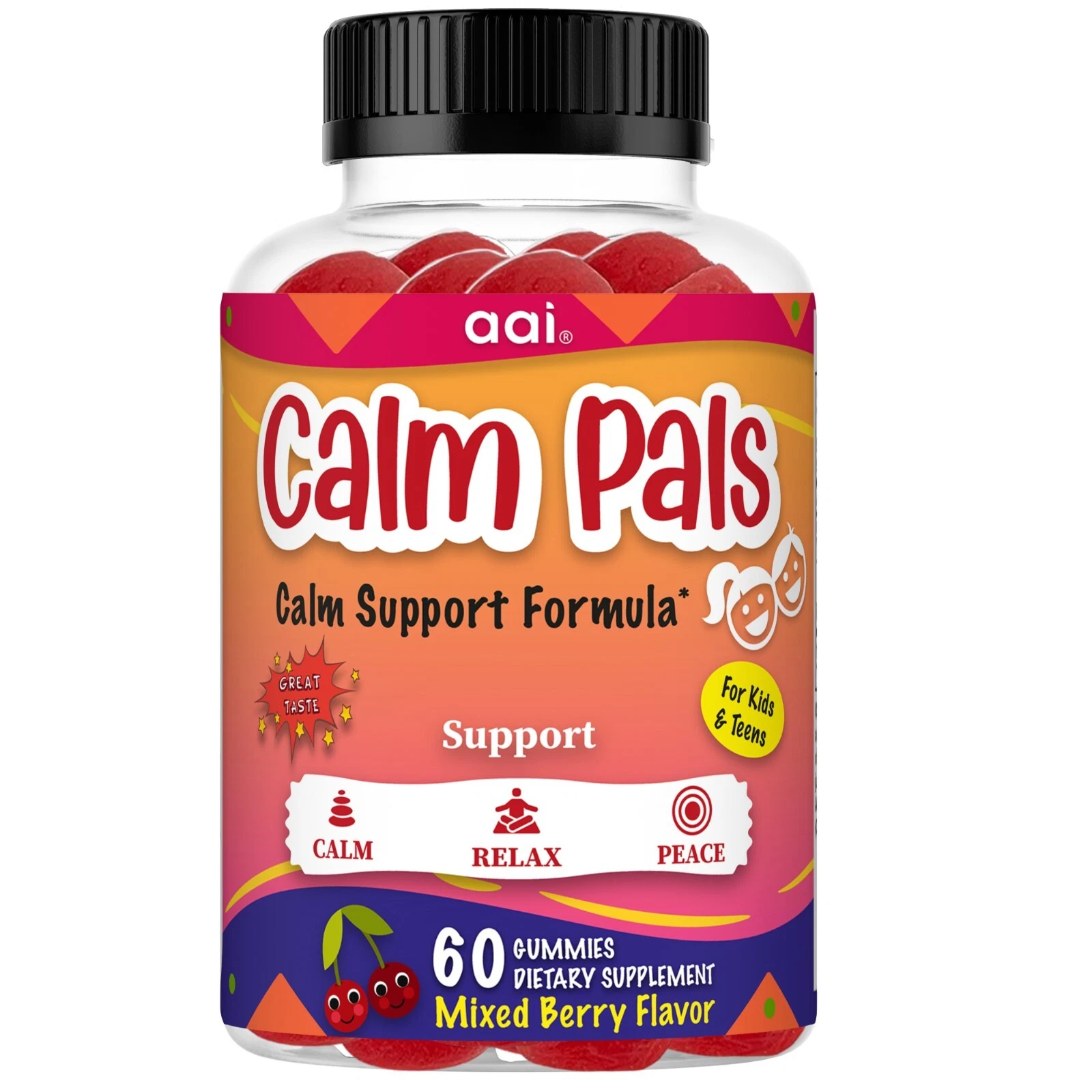 Kids Magnesium Citrate Gummy Vitamins Supports Calm & Relaxation -60 Gummy