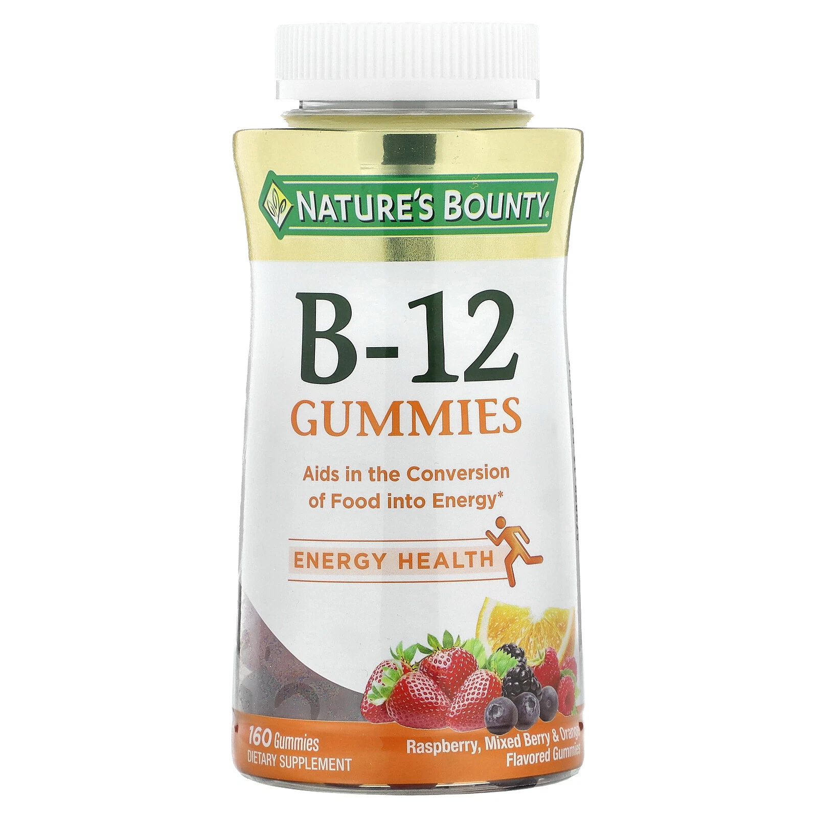 2 X Nature's Bounty, B-12 Gummies, Raspberry, Mixed Berry & Orange, 160 Gummies
