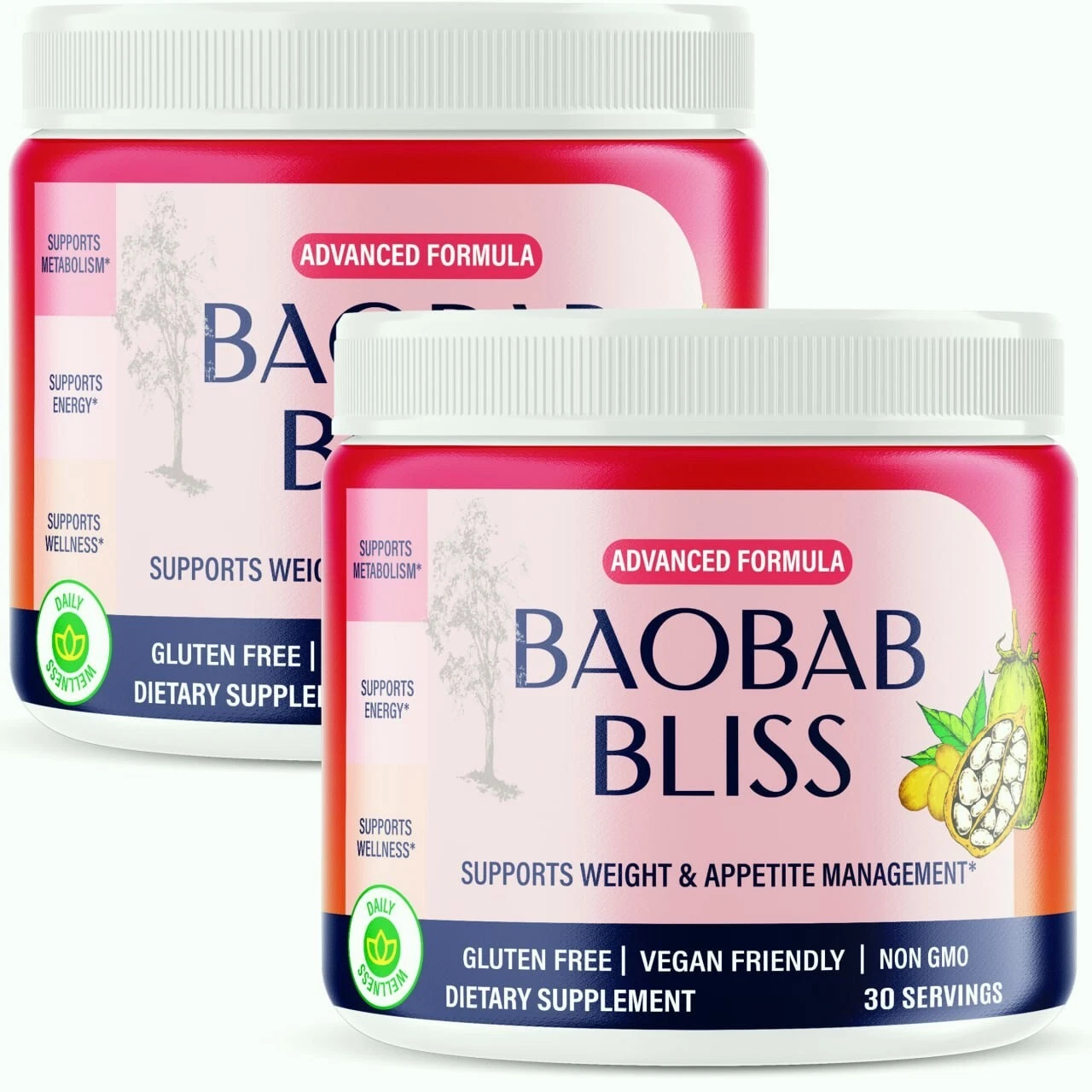 (2 Pack) Baobab Bliss Weight Loss Powder, Baobab Superfruit Fat Burn Drink Mix