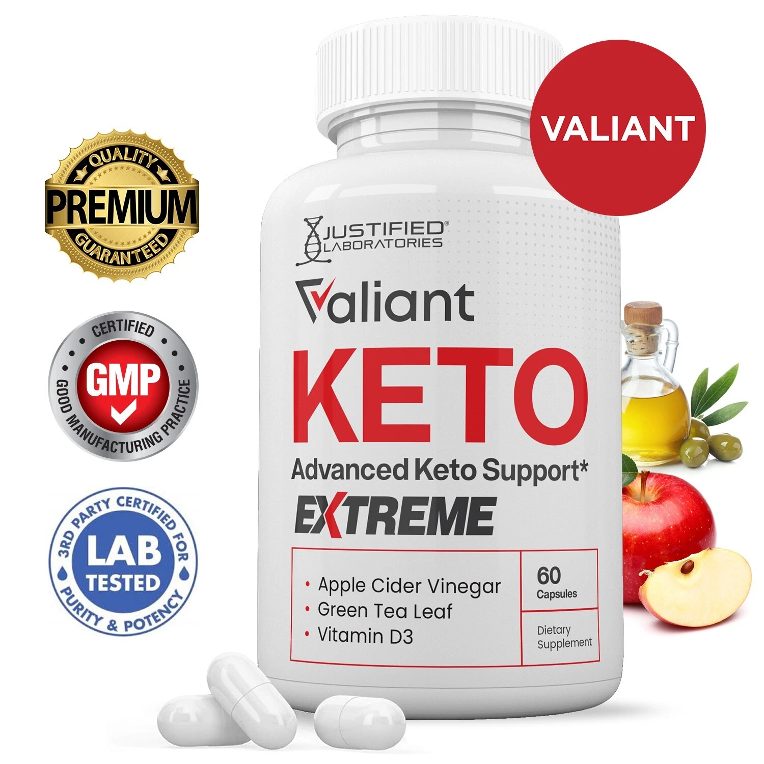 Valiant Keto ACV Extreme Pills 1675MG Stronger Thn Gummy Keto Support 1 Pack