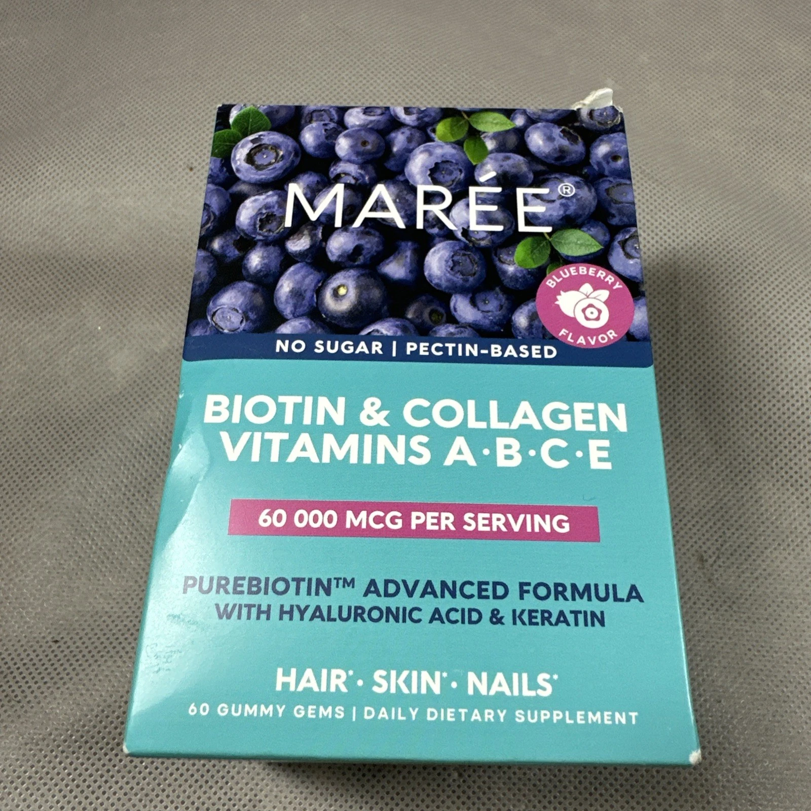 60 Blueberry Gummys MAREE Biotin Collagen Vitamin a b c e hair skin nail -X V2