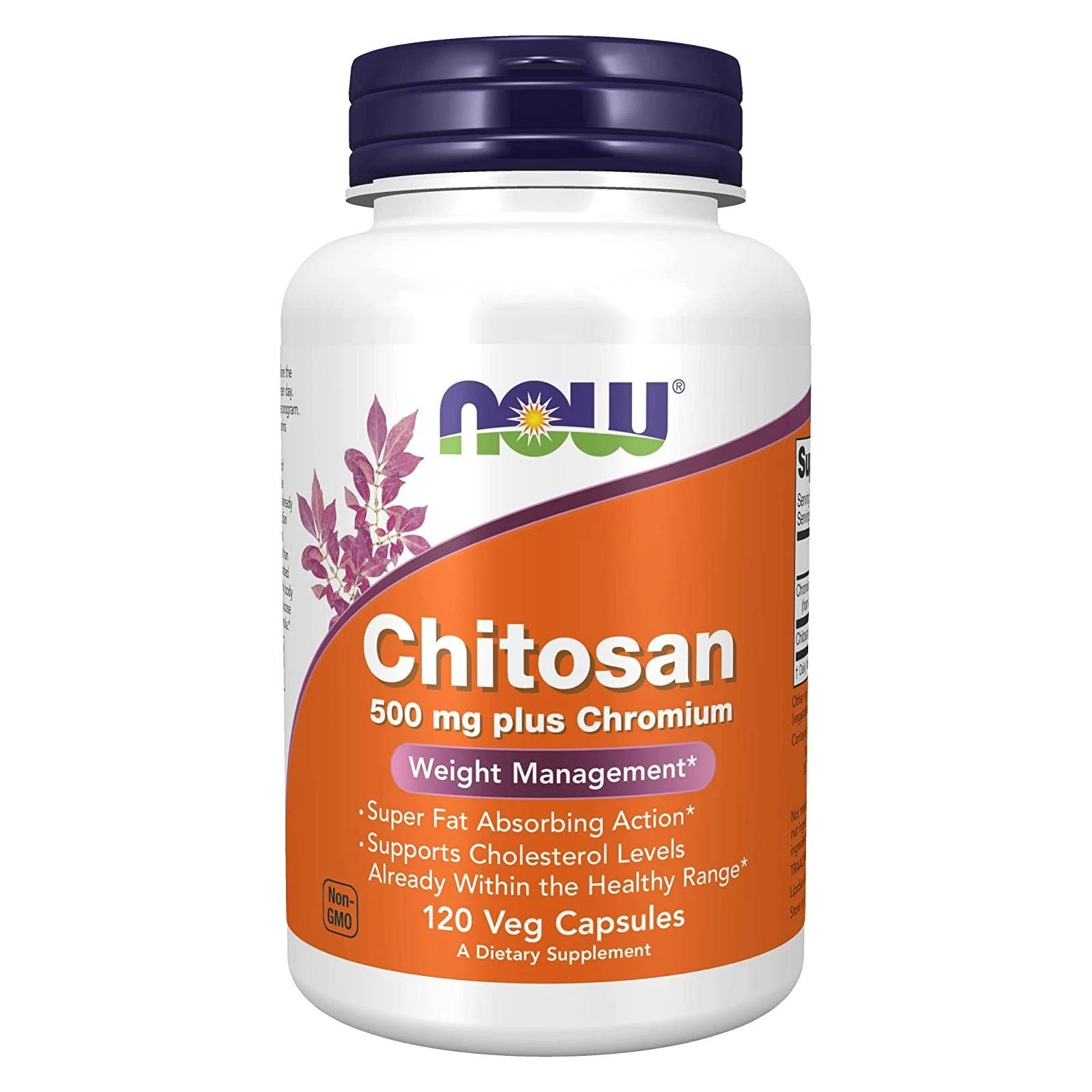 NOW FOODS Chitosan 500 mg plus Chromium 120 Veg Capsules