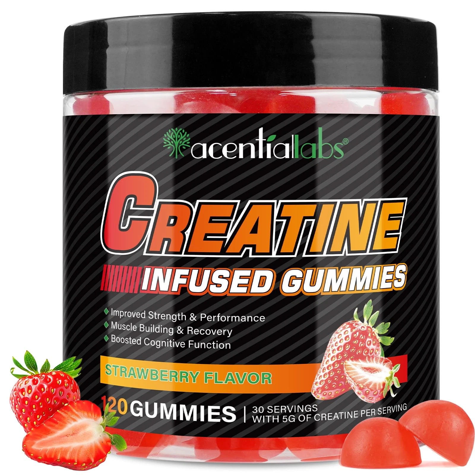 Creatine Monohydrate Gummies for Men & Women, 5g Creatine Monohydrate for Muscle