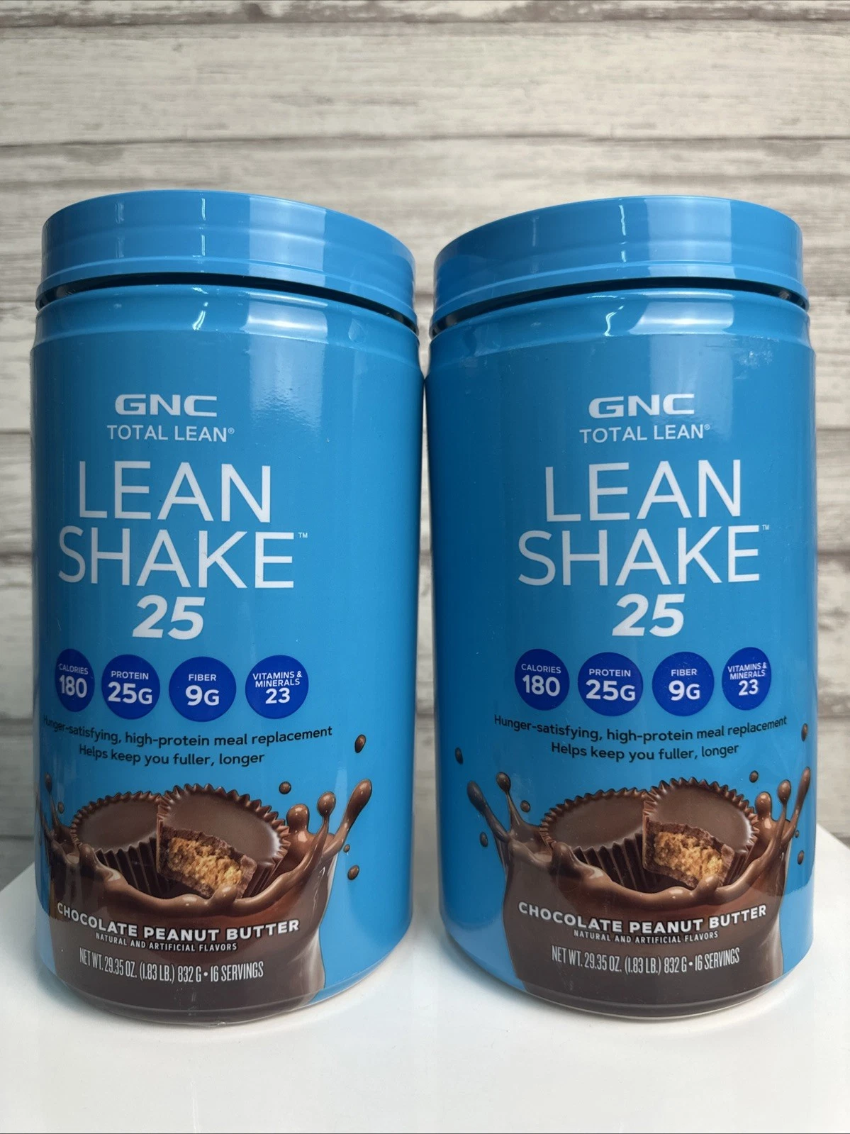 2 Pack GNC Total Lean Lean Shake 25 Chocolate Peanut Butter 1.83 lb Ea Exp 12/27
