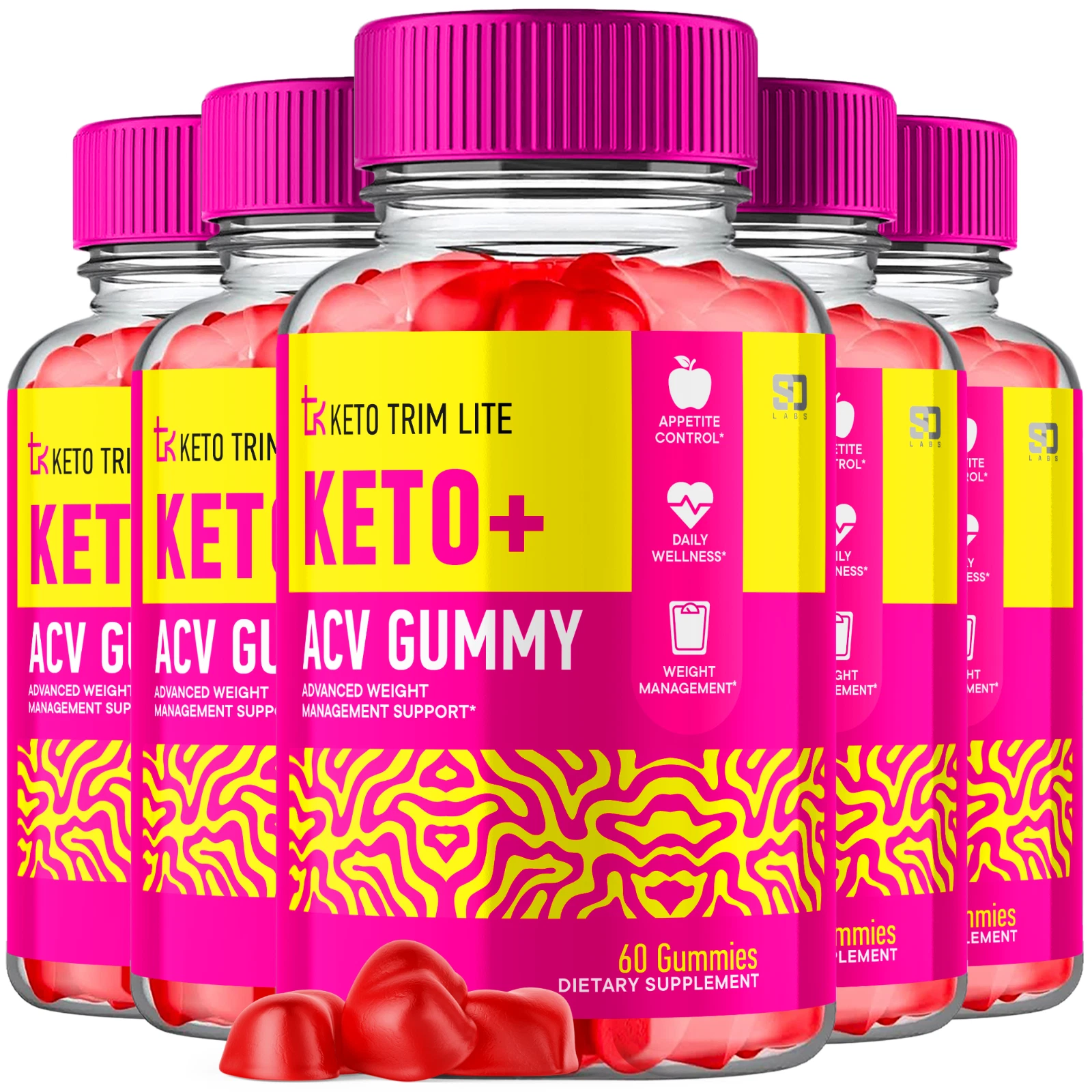 (5 Pack) Keto Trim Lite ACV Gummies, For Weight Management & Healthy Body 300ct