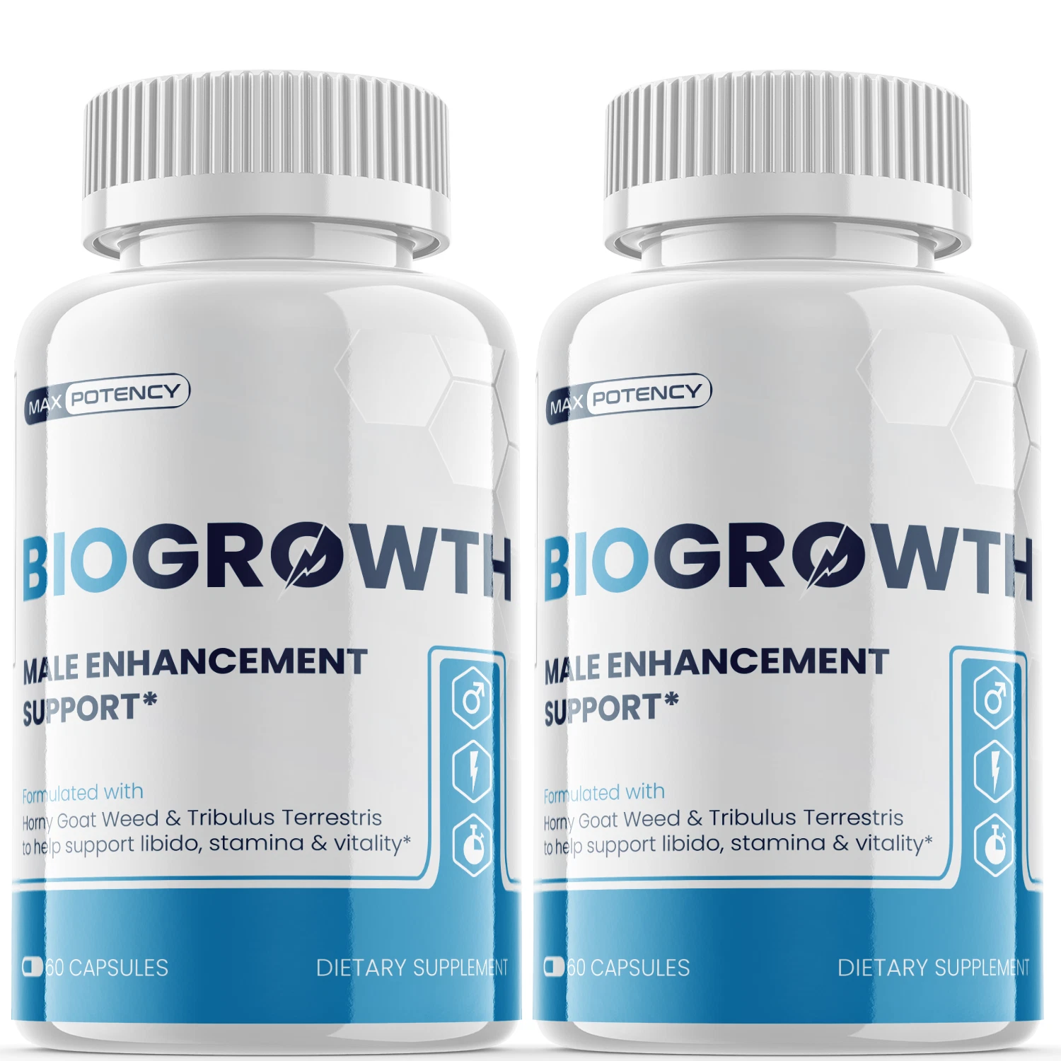 BioGrowth - Male Virility - 2 Bottles - 120 Capsules