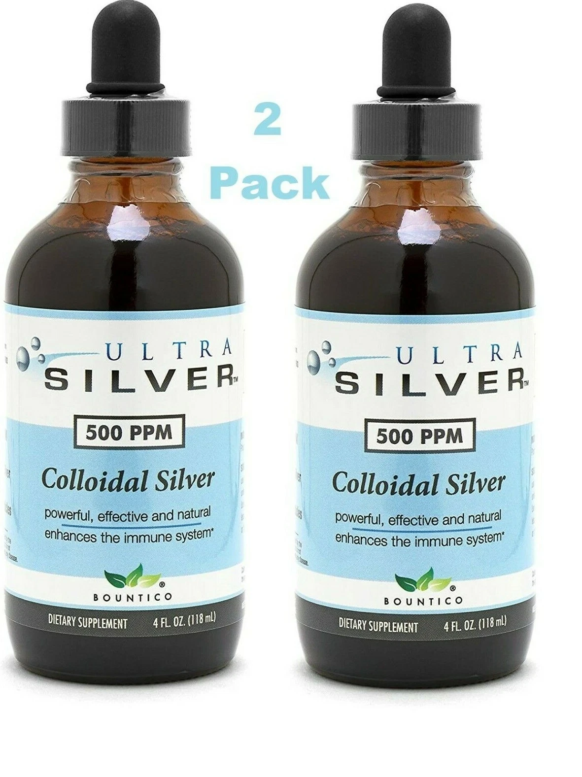 (2-Pack) Ultra Silver Colloidal Silver 500 PPM 4 oz. FREE SHIPPING 2-PACK!!!