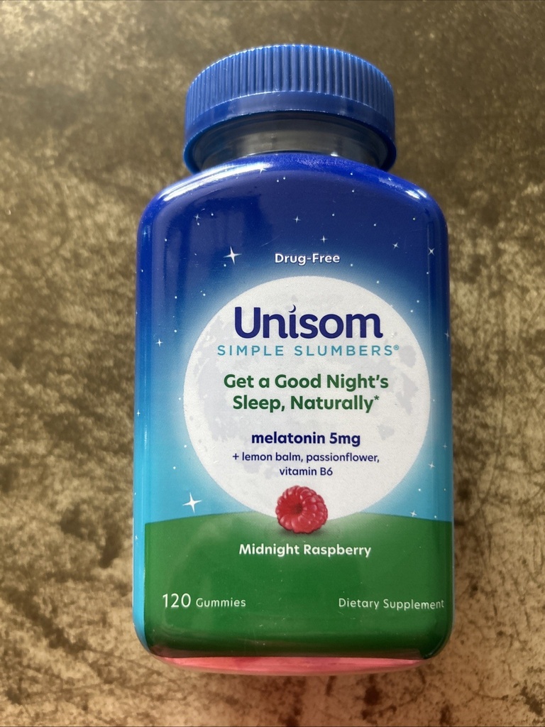 Drug Unisom Simple Slumbers 120 Gummies 5mg Melatonin Midnight Raspberry