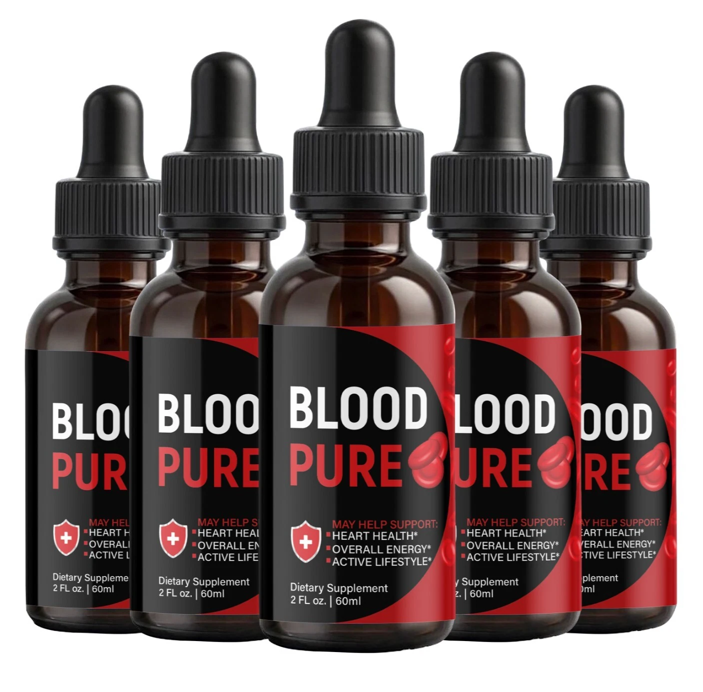 (5 Pack) Blood Pure Drops, BloodPure Advanced Blood Health Support Droppers