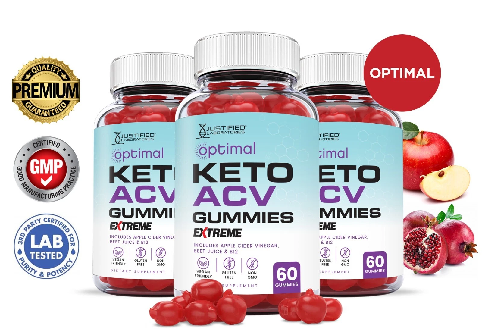 Optimal Keto Extreme ACV Gummies 2000MG Apple Cider Vinegar 180 Gummys