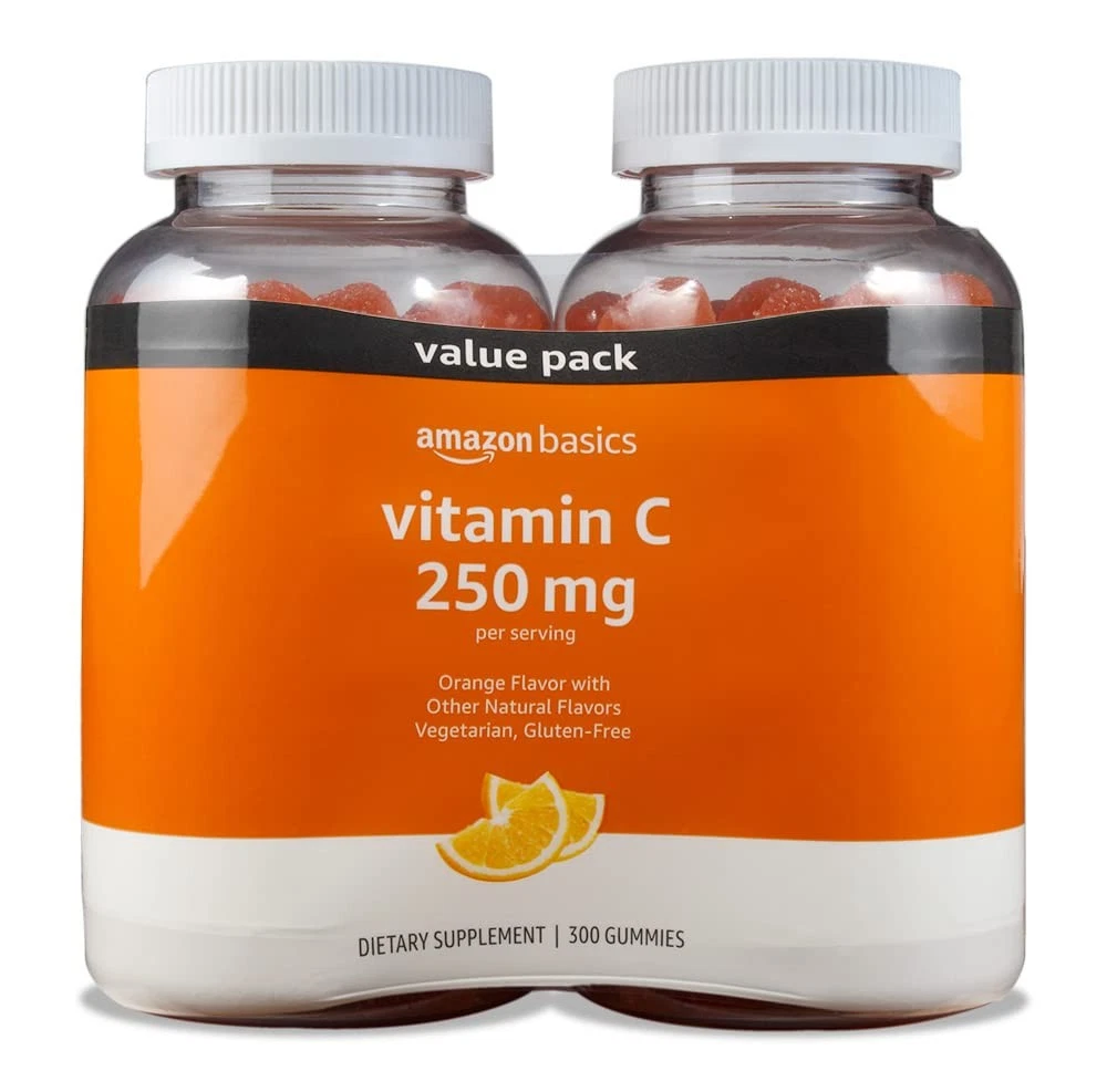 Amazon Basics - Vitamin C, 250 mg Gummies, Orange, 300 Count (2 Packs of 150), 2